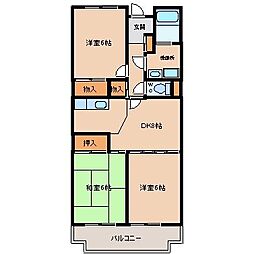 サンパレス多摩A館 3DKの間取図画像