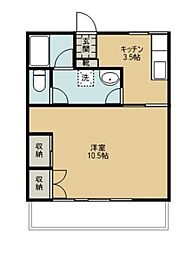 ラビアンサクラ 1Kの間取図画像