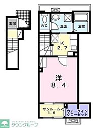 アイビードットオザク 1Kの間取図画像