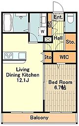 ヴェラビスタ 1LDKの間取図画像