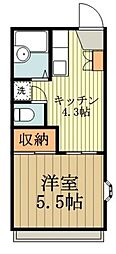 グリーンフラット 1Kの間取図画像