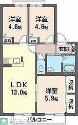 カサベルデ倉沢 3LDKの間取図画像