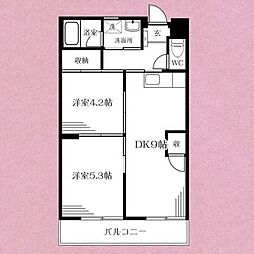 メゾン市川 2DKの間取図画像