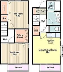 ピュア仲原 2LDKの間取図画像