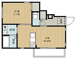 クレスト桜 1LDKの間取図画像