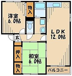 サンビレイ 2LDKの間取図画像