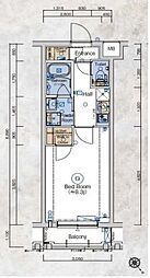 ジェノヴィア立川 1Kの間取図画像