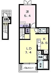 フォンテーヌ・カルム 1LDKの間取図画像
