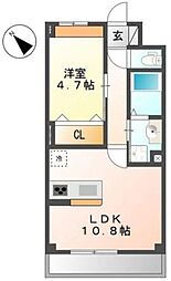 パルテノン 1LDKの間取図画像