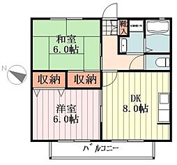 クレストコート 2DKの間取図画像