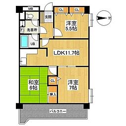 メゾンクレスト 3LDKの間取図画像