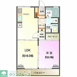 シティハイムハーモネート 1LDKの間取図画像