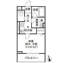 ディアマンベル 1Kの間取図画像