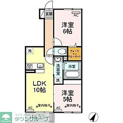 シャイン昭島 2LDKの間取図画像