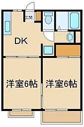 リバティハウス 2DKの間取図画像