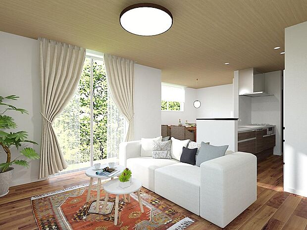 完成イメージ　LDKは家具、カーテン、照明、エアコン1台付きです。