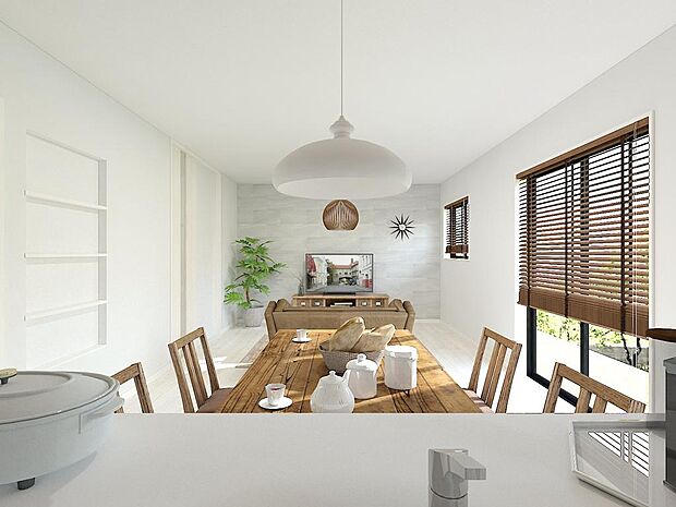 完成イメージ　LDKは家具、カーテン、照明、エアコン1台付きです。
