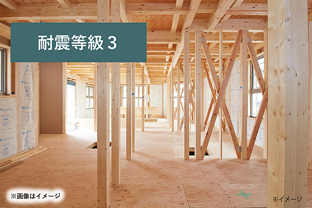 耐震等級3/住宅性能表示制度に基づいた耐震等級3の耐震性を実現。建築基準法の1.5倍の耐震性を持ち、長く安心してお住まいいただけます。