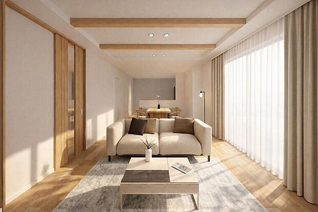 完成イメージ/大きな窓から光をたっぷり取り込み明るいLDK。