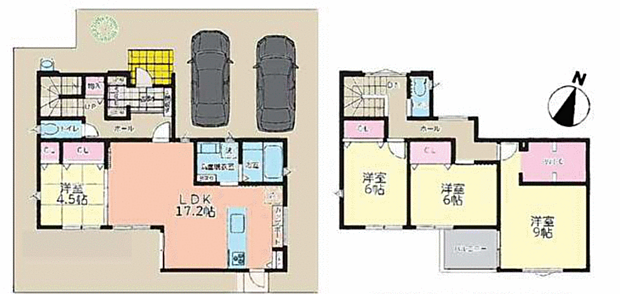 4LDK。並列2台駐車可。