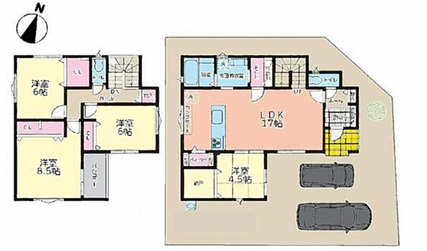 4LDK。並列2台駐車可。