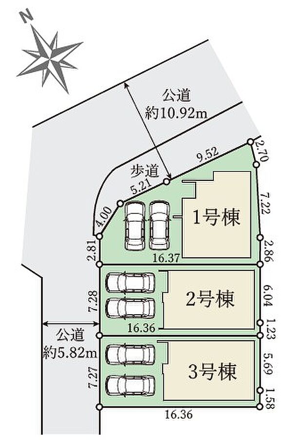 2号棟／普通車２台並列駐車可能