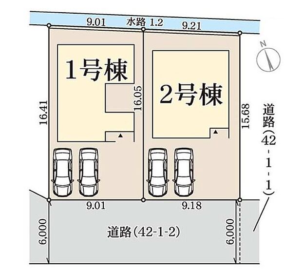 2号棟。並列2台駐車可能です。