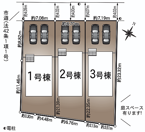 3号棟／並列2台駐車可能！スーパーやコンビニ、ドラッグストアが徒歩圏内に揃う便利な住環境です。お気軽にお問い合わせください。