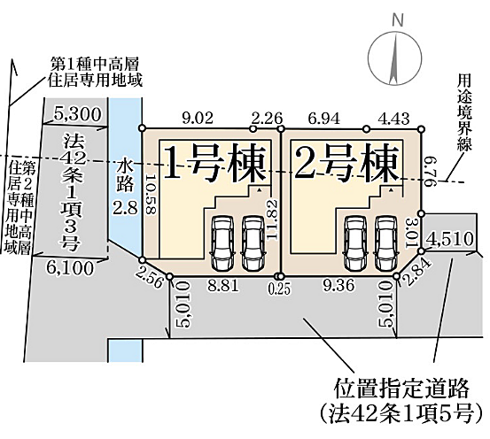(2号棟)4LDK+WIC 並列2台駐車可能。主婦の店宮田店は徒歩3分と、毎日のお買い物に便利。南向き道路に面し、日当たり良好!