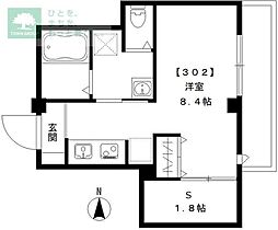 ガレ本八幡 2階1LDKの間取り