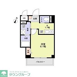 JR総武線 小岩駅 徒歩4分の賃貸マンション 2階1Kの間取り