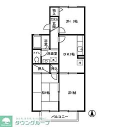 カサヴェールＡｓａｈｉ 2階3DKの間取り