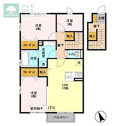 ロイヤルヒルズG 2階3LDKの間取り