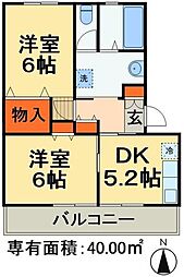 JR総武線 幕張本郷駅 徒歩8分の賃貸アパート 1階2DKの間取り