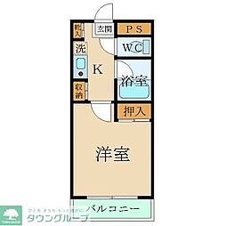 ゼファ・エス 1階1Kの間取り