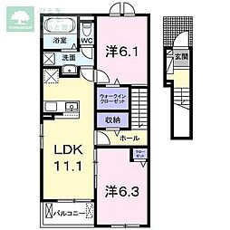 フリージア 2階2LDKの間取り