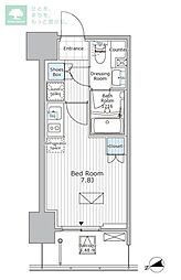 パークアクシス市川 11階ワンルームの間取り