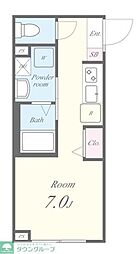コルビジェIV 1階ワンルームの間取り