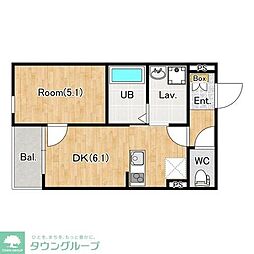 オードビー幕張本郷 2階1DKの間取り