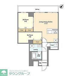 グランカーサ西葛西 3階2LDKの間取り