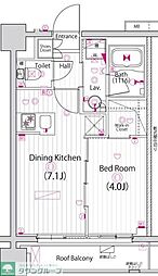ガーラ・パークサイド亀戸 1DKの間取図画像