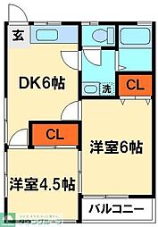 コーポミヤヨシ 2DKの間取図画像