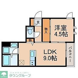 エキューム登戸 1LDKの間取図画像