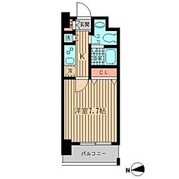 ヒューマンハイム船橋 1Kの間取図画像