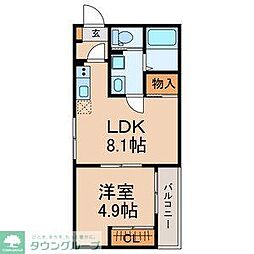 千葉市花見川区検見川町2丁目アパート 1LDKの間取図画像