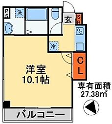 ソレイユ津田沼 1Kの間取図画像