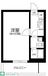 Gluck船橋 1Kの間取図画像