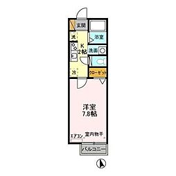 サザンハート東船橋 1Kの間取図画像
