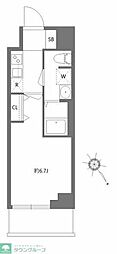 ケーディエックスレジデンス原木中山 1Kの間取図画像