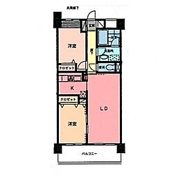 グレースコート市川妙典 2LDKの間取図画像